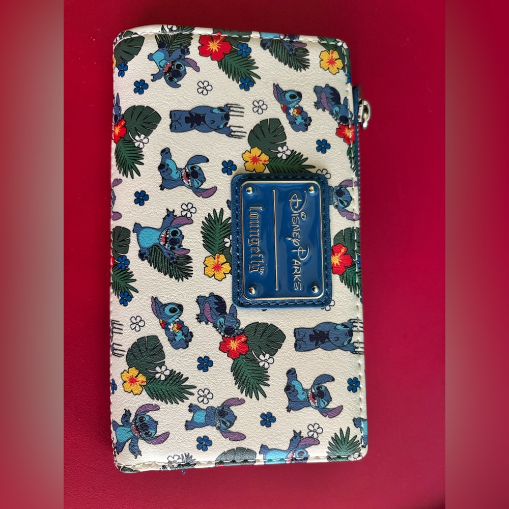 Disney Parks Stitch Floral Wallet - White and Blue